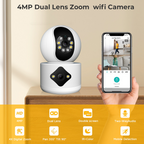 Caméra de surveillance d'intérieur rotative avec double objectif - ULTRA HD 4MP