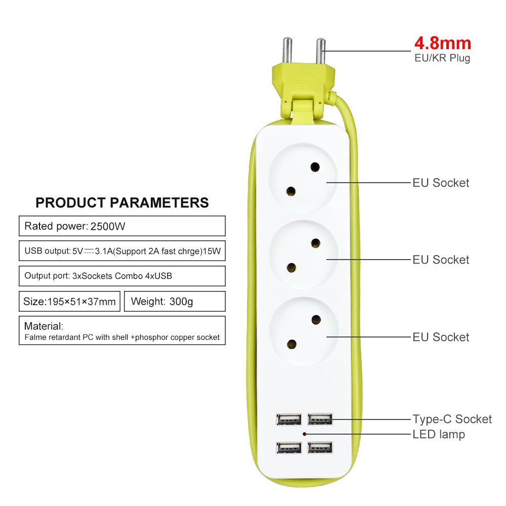 Rallonge multiprise USB - 1.8 mètres