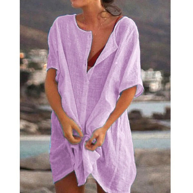 Robe de Plage en Lin et Coton