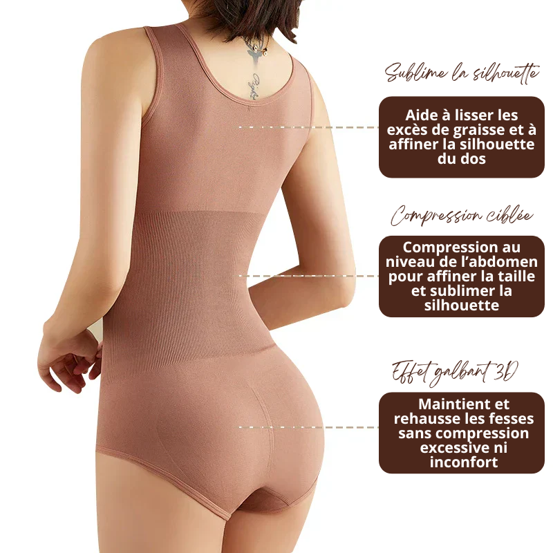 Body gainant pour femme à col carré sans manches