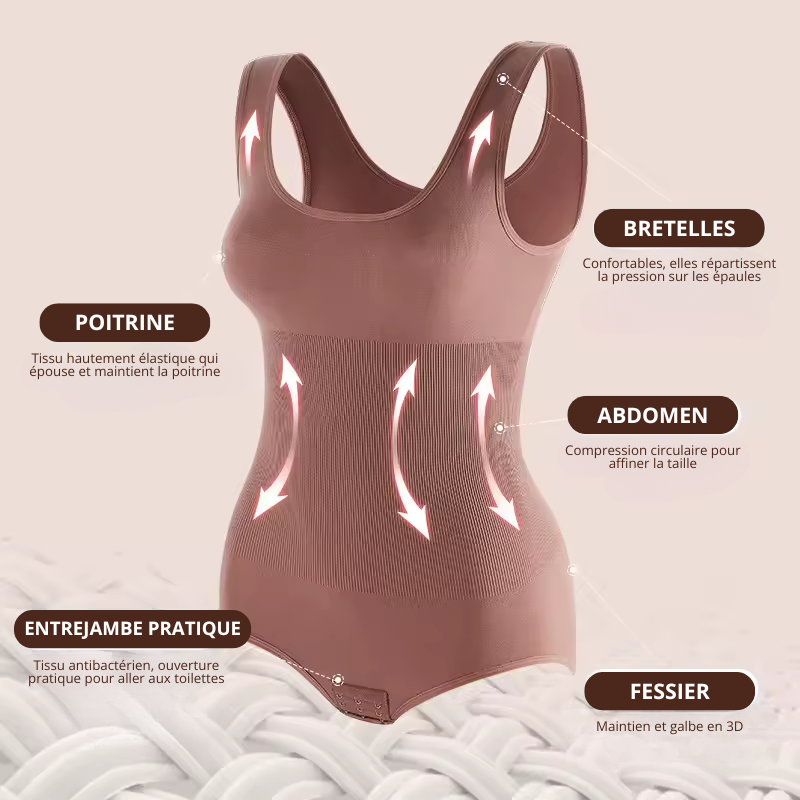 Body gainant pour femme à col carré sans manches