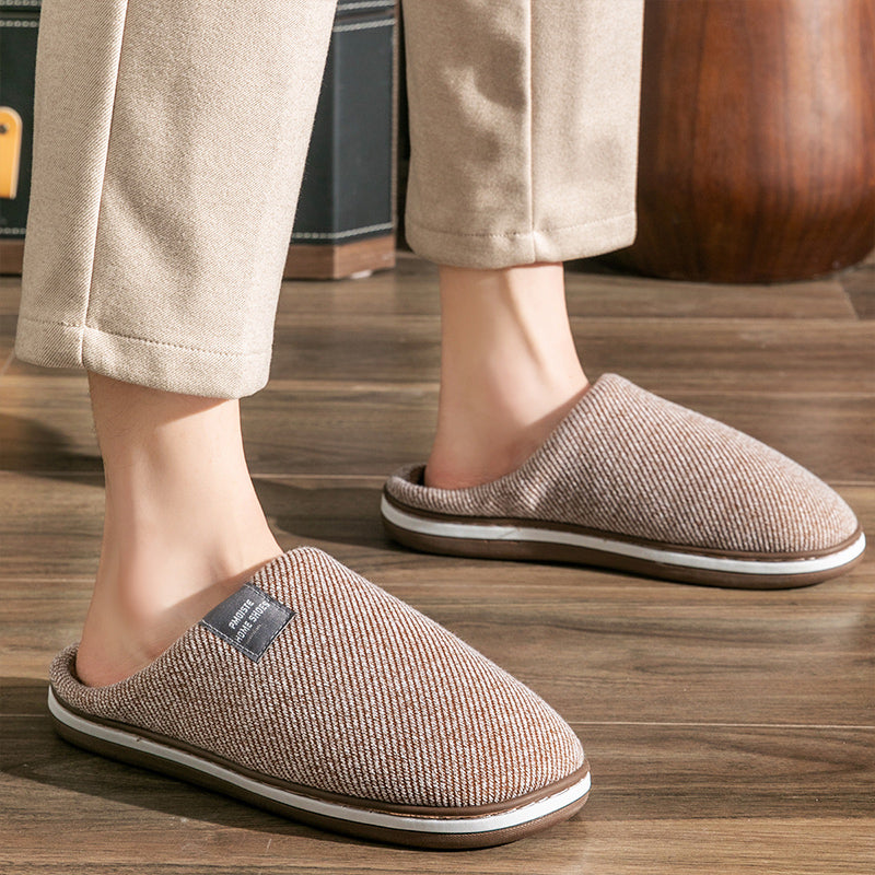 Pantoufles Homme En Peau D'Agneau - Chaussons Chauds Souples Taille 48 (44-45) - Marron