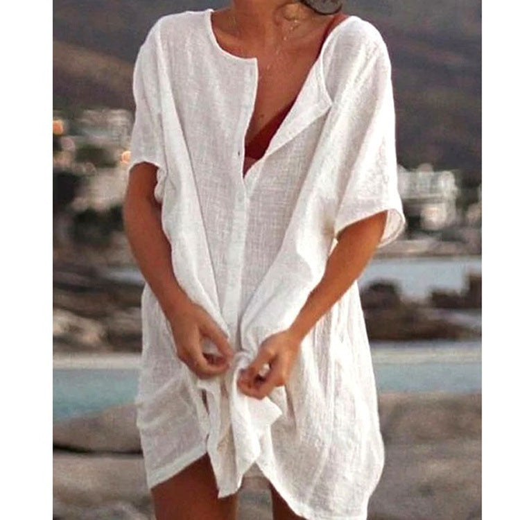 Robe de Plage en Lin et Coton