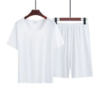 Pyjama homme manches courtes en modal sans couture — ensemble été léger col rond