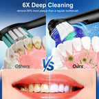 Brosse à dents électrique rotative avec nettoyage ultrasonique — 4 têtes de rechange incluses