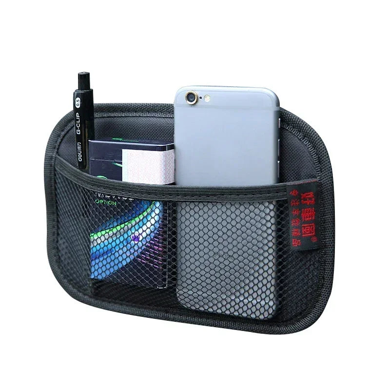 Lot de 2 Organisateurs Intérieur de Voiture Auto-adhésif – Poche en Filet pour Téléphone, Pièces, Clés et Cartes