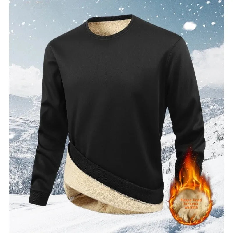 Sweat Homme Doublé Polaire – Col Rond, Manches Longues, Épais & Chaud