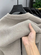 Pull en Maille à Col Rond et Logo Brodé Homme