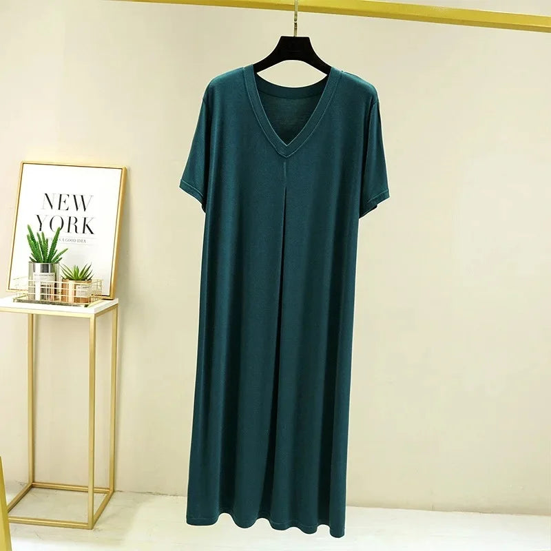 Robe de Nuit en Modal Fluide & Légère à Col V