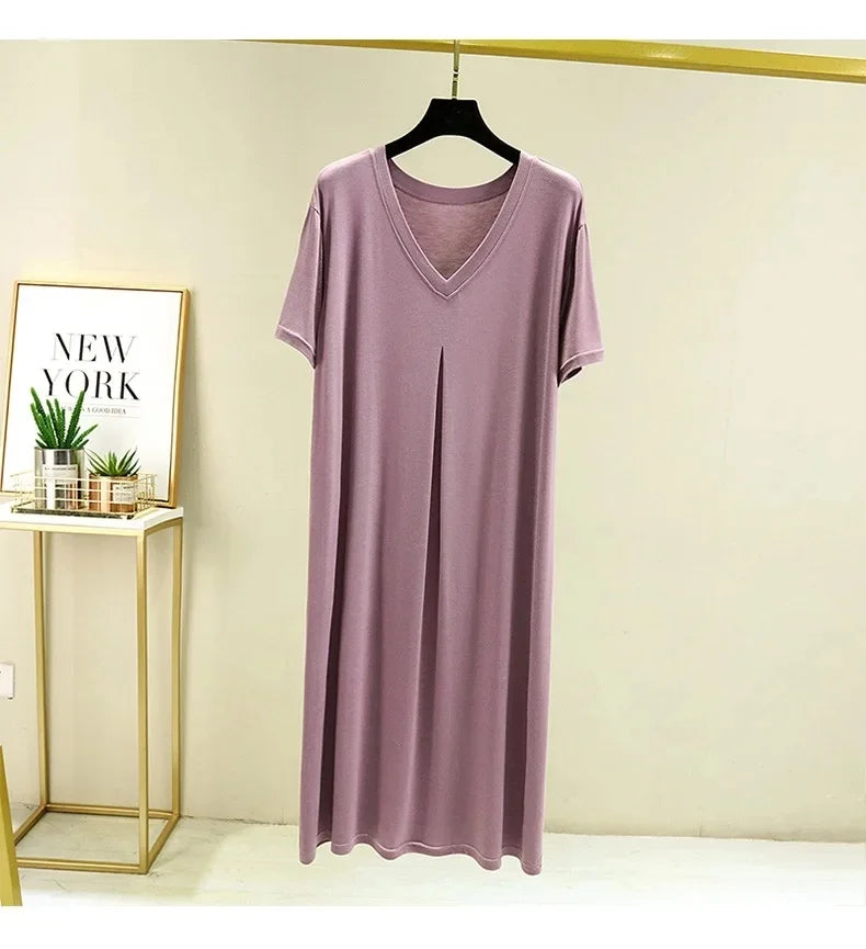 Robe de Nuit en Modal Fluide & Légère à Col V