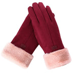 Guantes de invierno de ante con pelo - Mujer