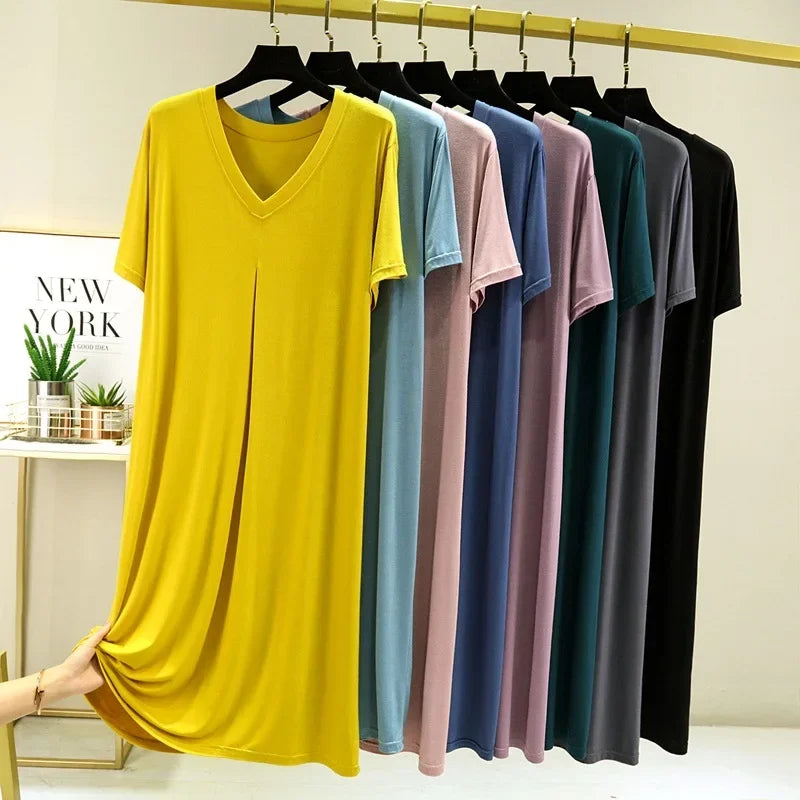 Robe de Nuit en Modal Fluide & Légère à Col V