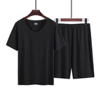 Pyjama homme manches courtes en modal sans couture — ensemble été léger col rond