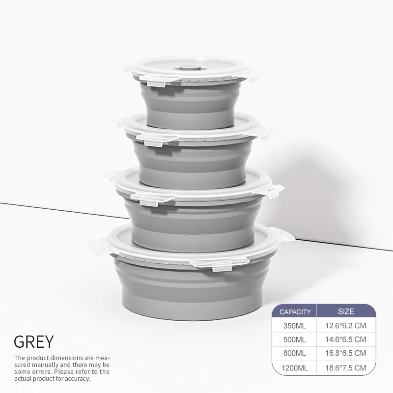 Lot de 4 Boîte de Conservation Pliables & Micro-Ondables en Silicone