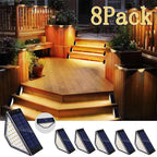 Lot de 8 Appliques Solaires LED Triangulaires – Imperméables – Éclairage Escaliers, Murs, Terrasse & Jardin