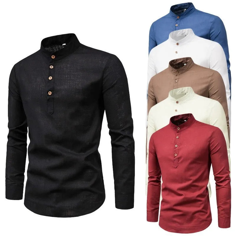 Chemise Col Mao Manches Longues