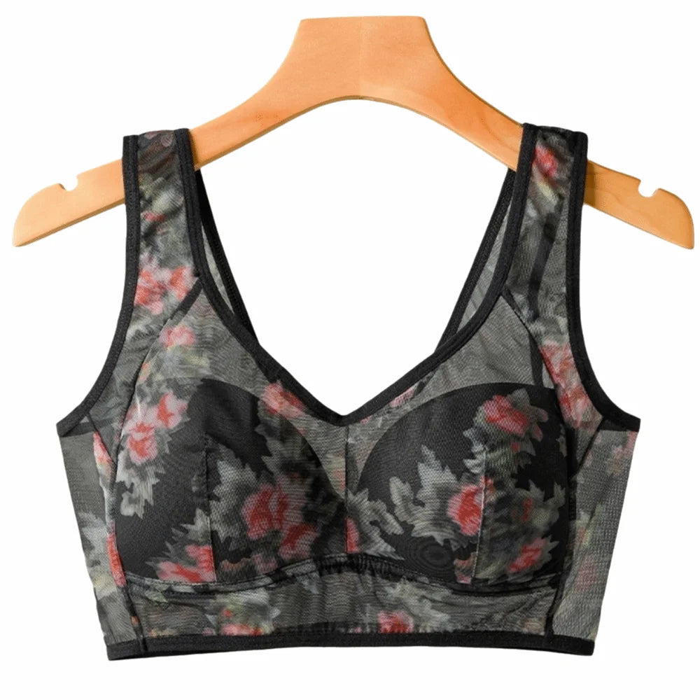 Brassière Push-Up Femme Florale Sans Armatures ni Agrafes - Douce & Confortable