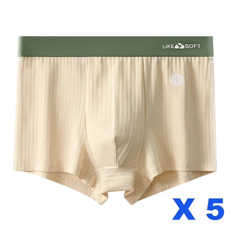 Lot 5 Boxers Homme Côtelés Respirants — Confort Quotidien, Sous-Vêtements