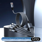 Câble de Charge Tressé 2M Multi-Appareils 4-en-1 – USB-A vers USB-C, Micro-USB et Lightning