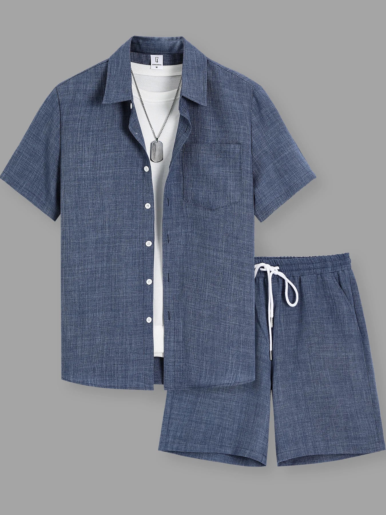 Ensemble Homme Chemise et Short en Coton et Lin – Tenue 2 Pièces Décontractée et Respirante