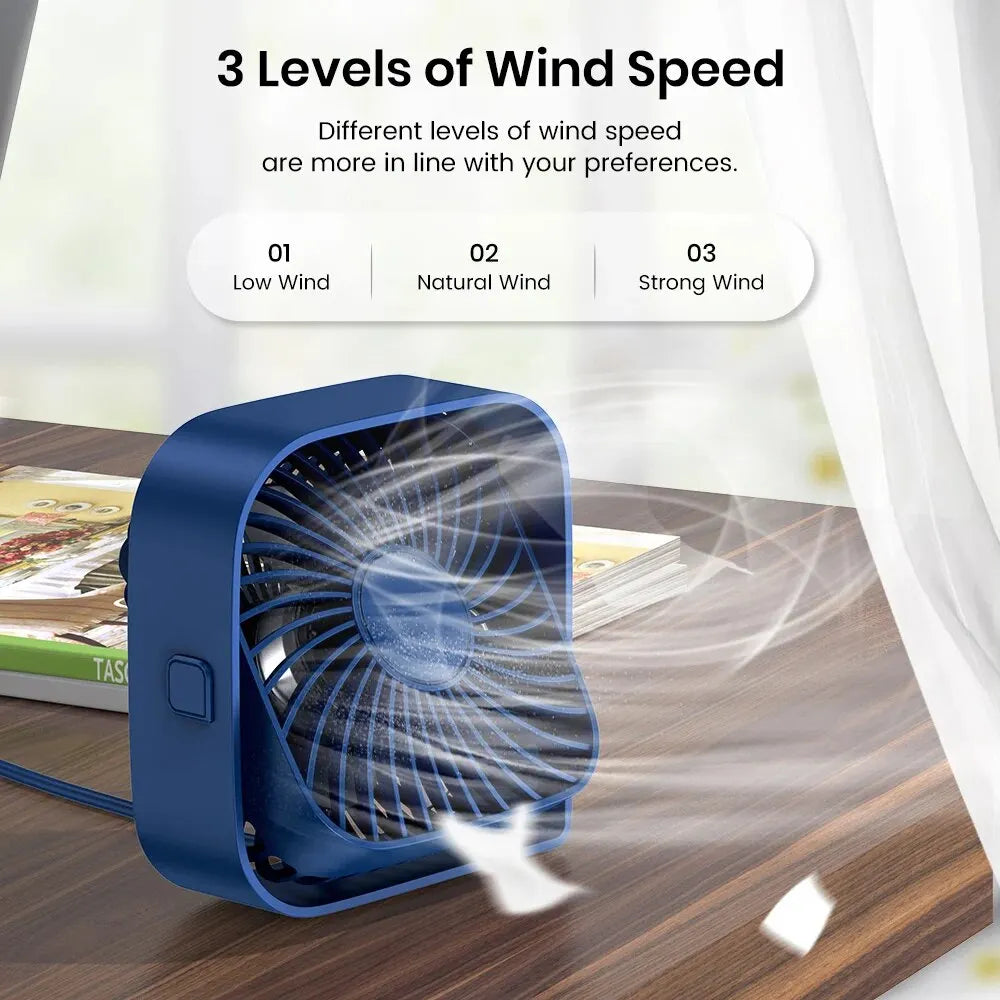 Mini Ventilateur Bureau Portable – Tête Pivotante 360°