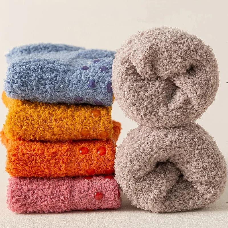 Lot de 3 Socquettes en Polaire Chaud antidérapantes