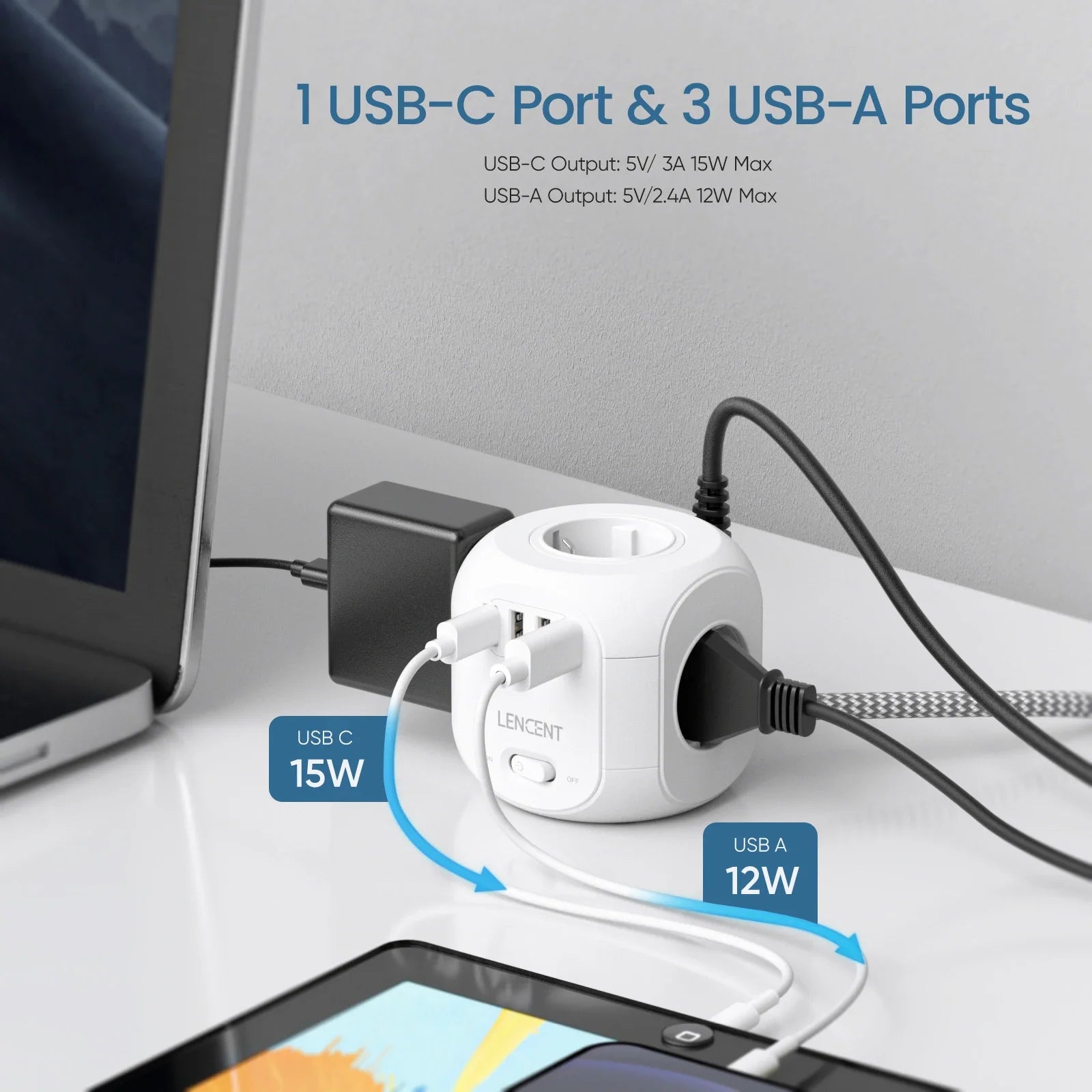 Multiprise rallonge USB 8 en 1 CUBE