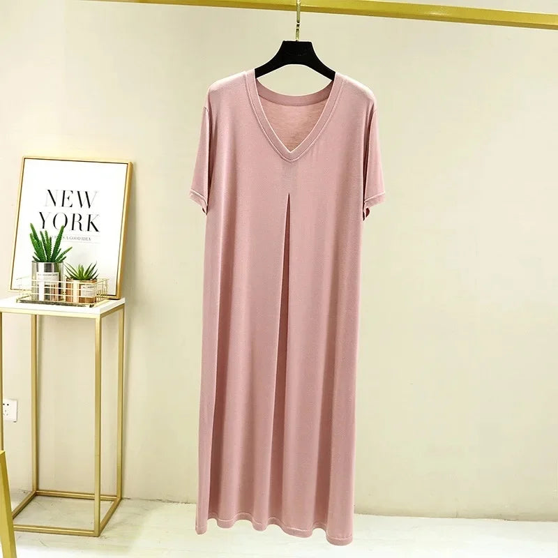 Robe de Nuit en Modal Fluide & Légère à Col V