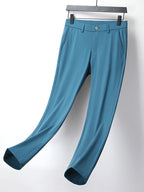 Pantalon d'été homme en soie glacée extensible — coupe cintrée