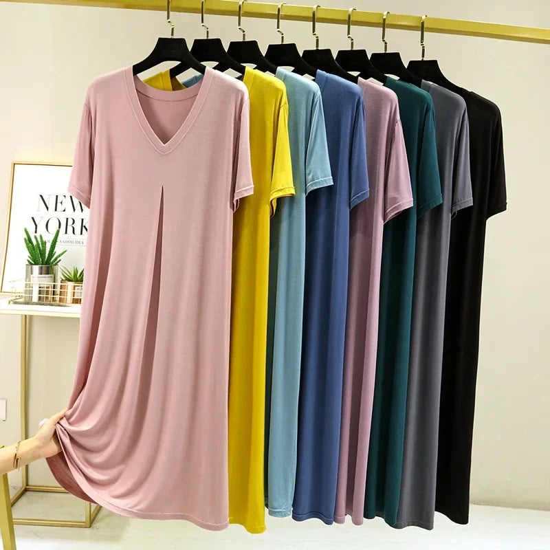Robe de Nuit en Modal Fluide & Légère à Col V