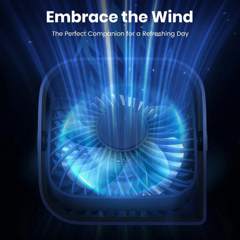 Mini Ventilateur Bureau Portable – Tête Pivotante 360°