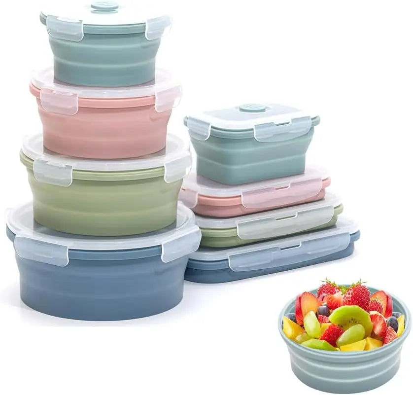Lot de 4 Boîte de Conservation Pliables & Micro-Ondables en Silicone