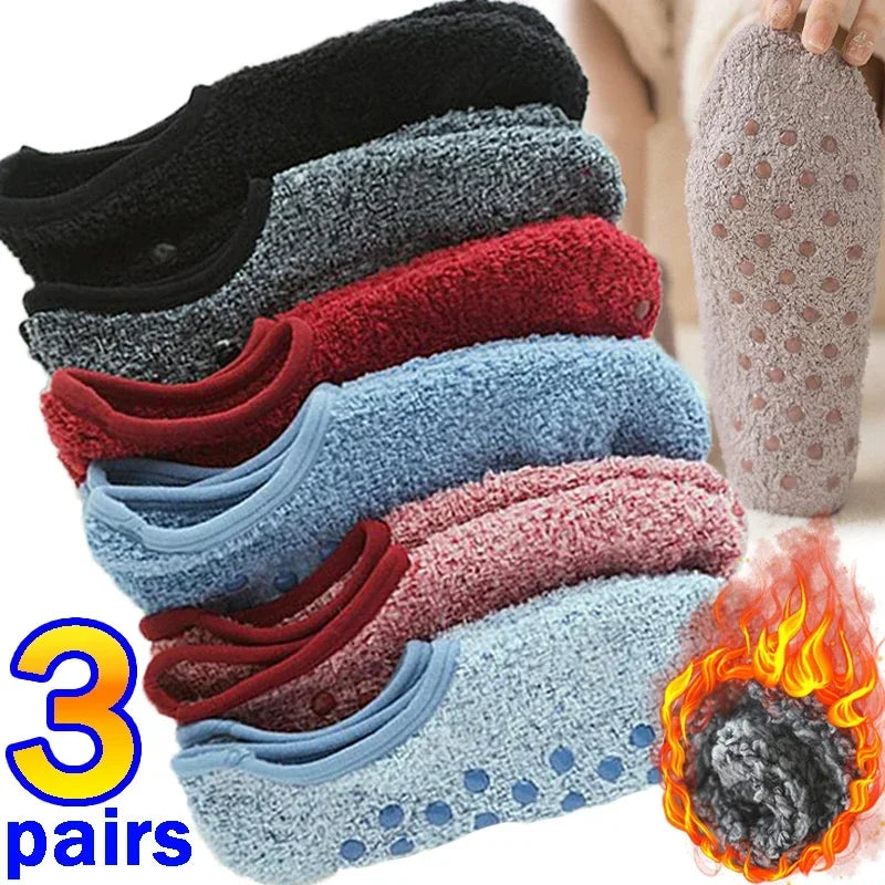Chaussettes en Polaire Ultra Douce Antidérapantes - Lot de 3