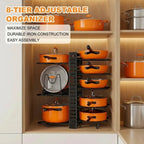 Organisateur de Casseroles et Poêles à 8 Niveaux Réglables – Support Métallique Double Face – Rangement Cuisine Gain de Place