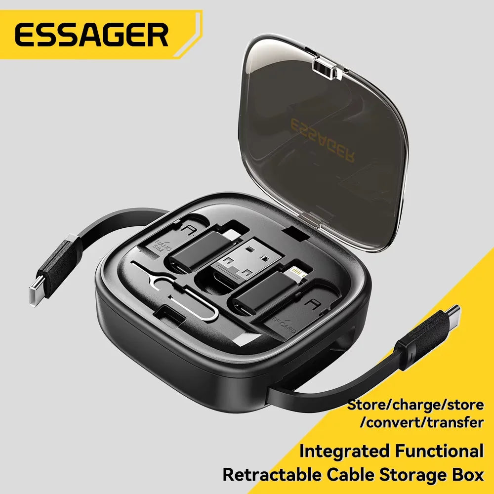 Câble Charge Rapide 60W USB-C, Lightning & Micro avec Boîtier Rangement Voyage