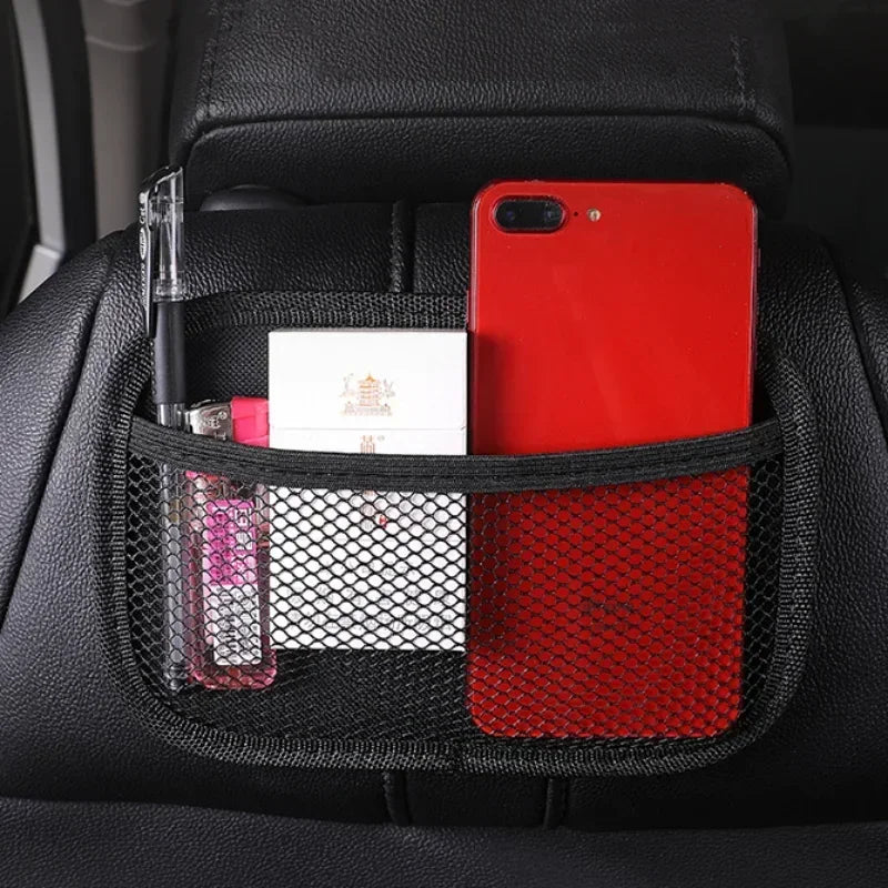 Lot de 2 Organisateurs Intérieur de Voiture Auto-adhésif – Poche en Filet pour Téléphone, Pièces, Clés et Cartes