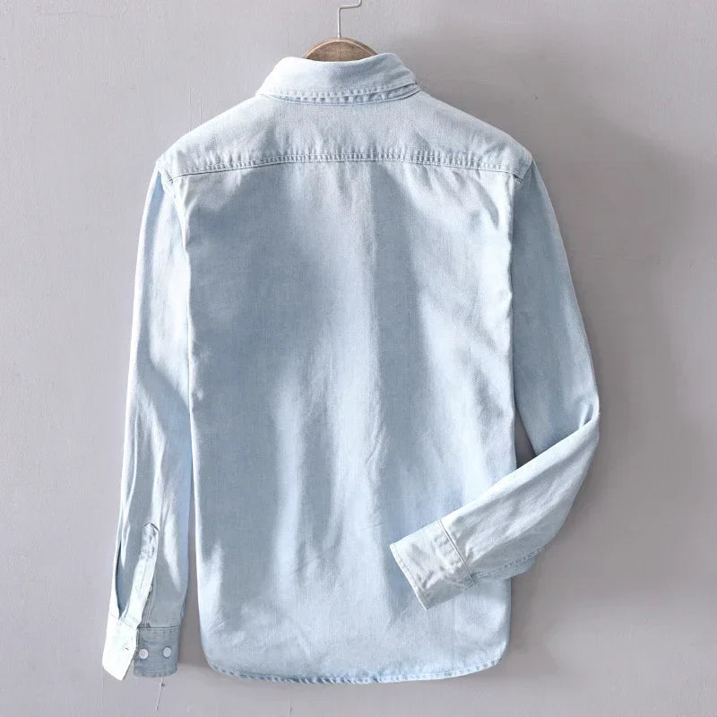 Chemise en Jean 100% Coton à Manches Longues pour Hommes