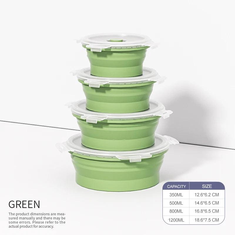 Lot de 4 Boîte de Conservation Pliables & Micro-Ondables en Silicone
