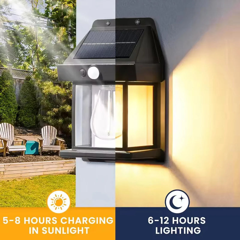 Lampe Extérieure Solaire – Détecteur + Style Vintage