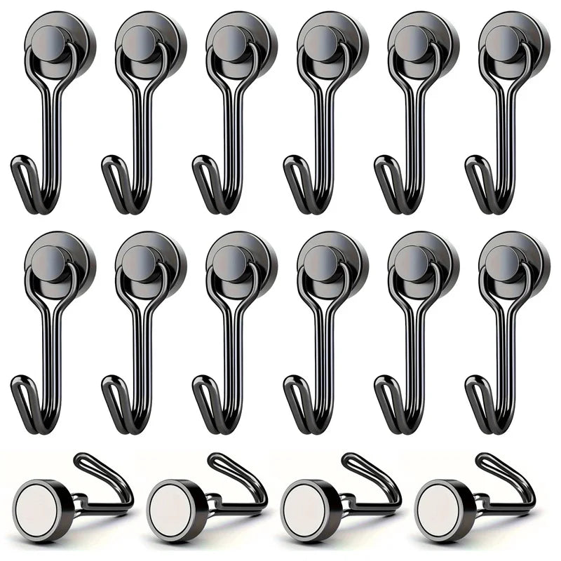 Crochets Magnétiques Ultra-Puissants en Néodyme – 6 pcs