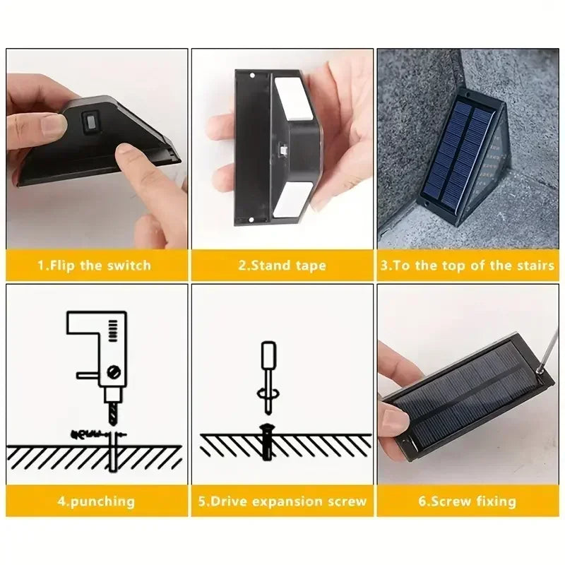 Lot de 8 Appliques Solaires LED Triangulaires – Imperméables – Éclairage Escaliers, Murs, Terrasse & Jardin