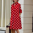 Robe chemise mi-longue col rabattu et poches