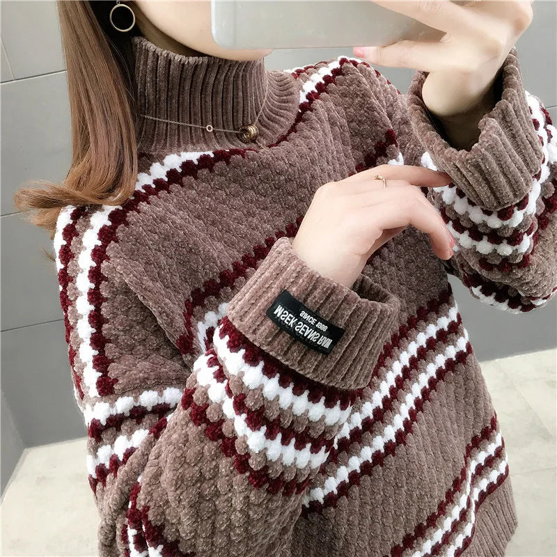 Pull Épais à Col Montant – Confort Automne-Hiver