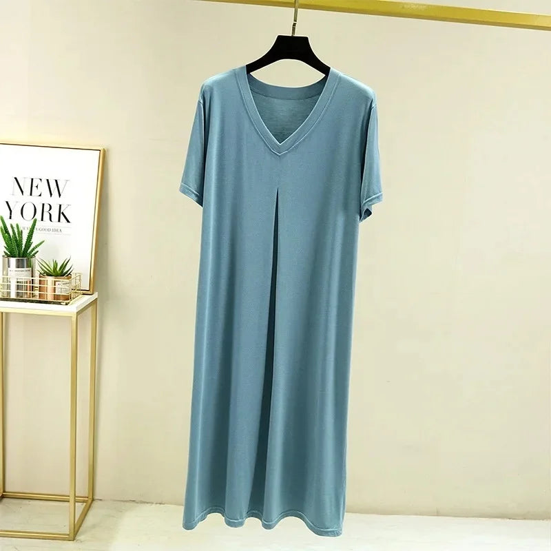 Robe de Nuit en Modal Fluide & Légère à Col V