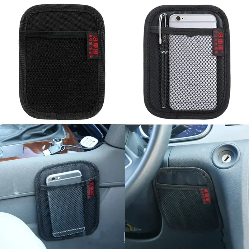 Lot de 2 Organisateurs Intérieur de Voiture Auto-adhésif – Poche en Filet pour Téléphone, Pièces, Clés et Cartes