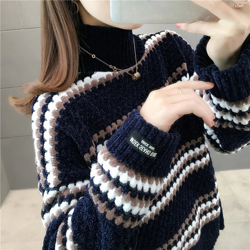 Pull Épais à Col Montant – Confort Automne-Hiver