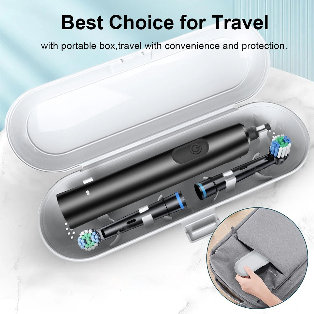 Brosse à dents électrique rotative avec nettoyage ultrasonique — 4 têtes de rechange incluses