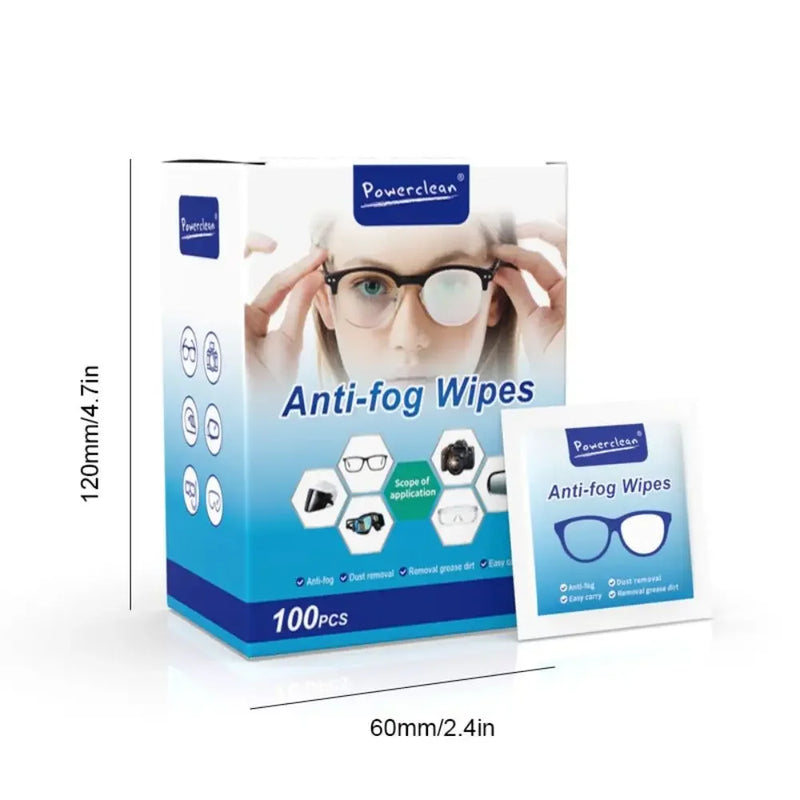 100 Lingettes Nettoyantes Anti-Buée pour Lunettes