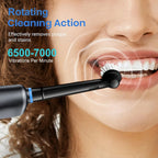 Brosse à dents électrique rotative avec nettoyage ultrasonique — 4 têtes de rechange incluses