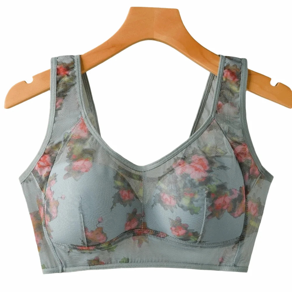 Brassière Push-Up Femme Florale Sans Armatures ni Agrafes - Douce & Confortable